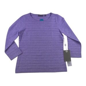 Evolution by Cyrus Purple Ribbed Long Sleeve Top XS NWT
